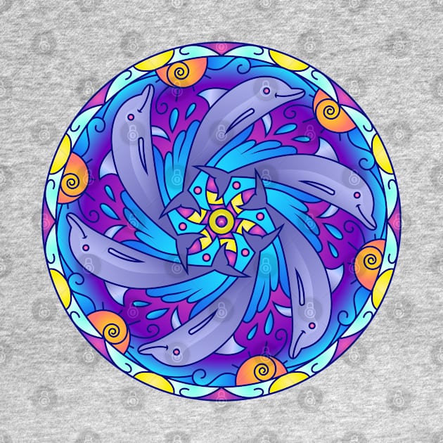 Dolphin Design Sea Life Mandala Pattern Design by The Little Store Of Magic
